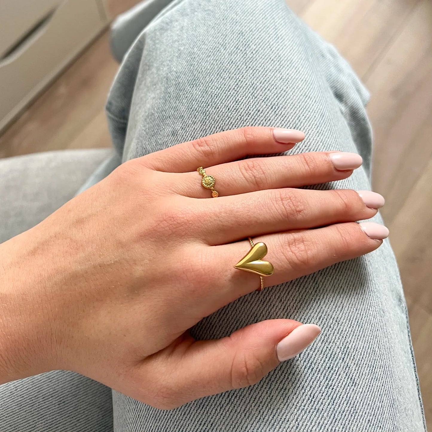 ✨ Premium 316L Stainless Steel Heart Adjustable Ring