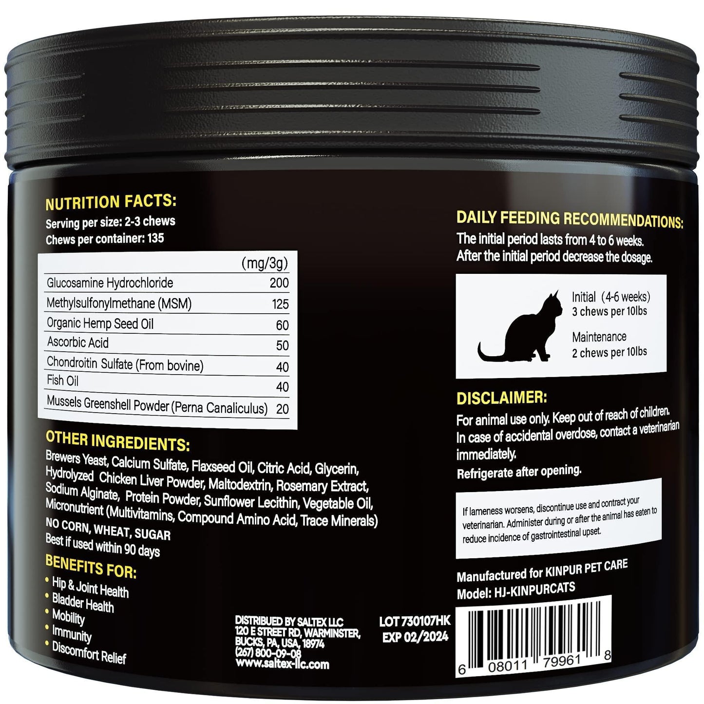 Natural Glucosamine Cat Joint Support Supplement