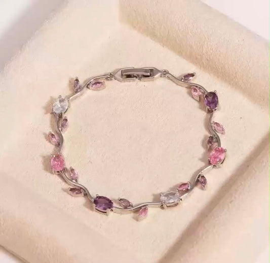 🌷 Luxury Pink Tulip Bracelet | Premium Stainless Steel