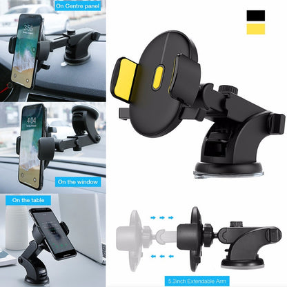 Car Phone Holder Long Rod Telescopic Dashboard Suction Cup Mount (2 Pack)