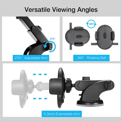 Car Phone Holder Long Rod Telescopic Dashboard Suction Cup Mount (2 Pack)